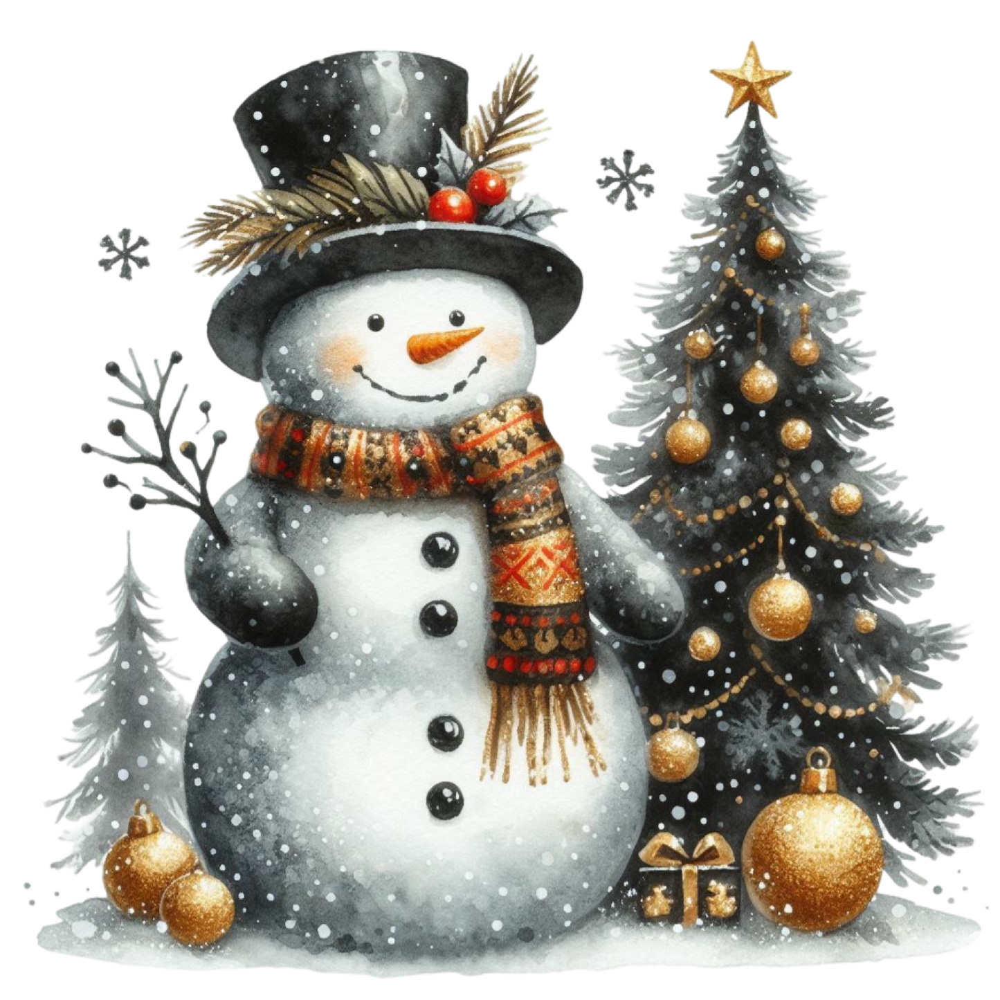Black & Gold Snowman