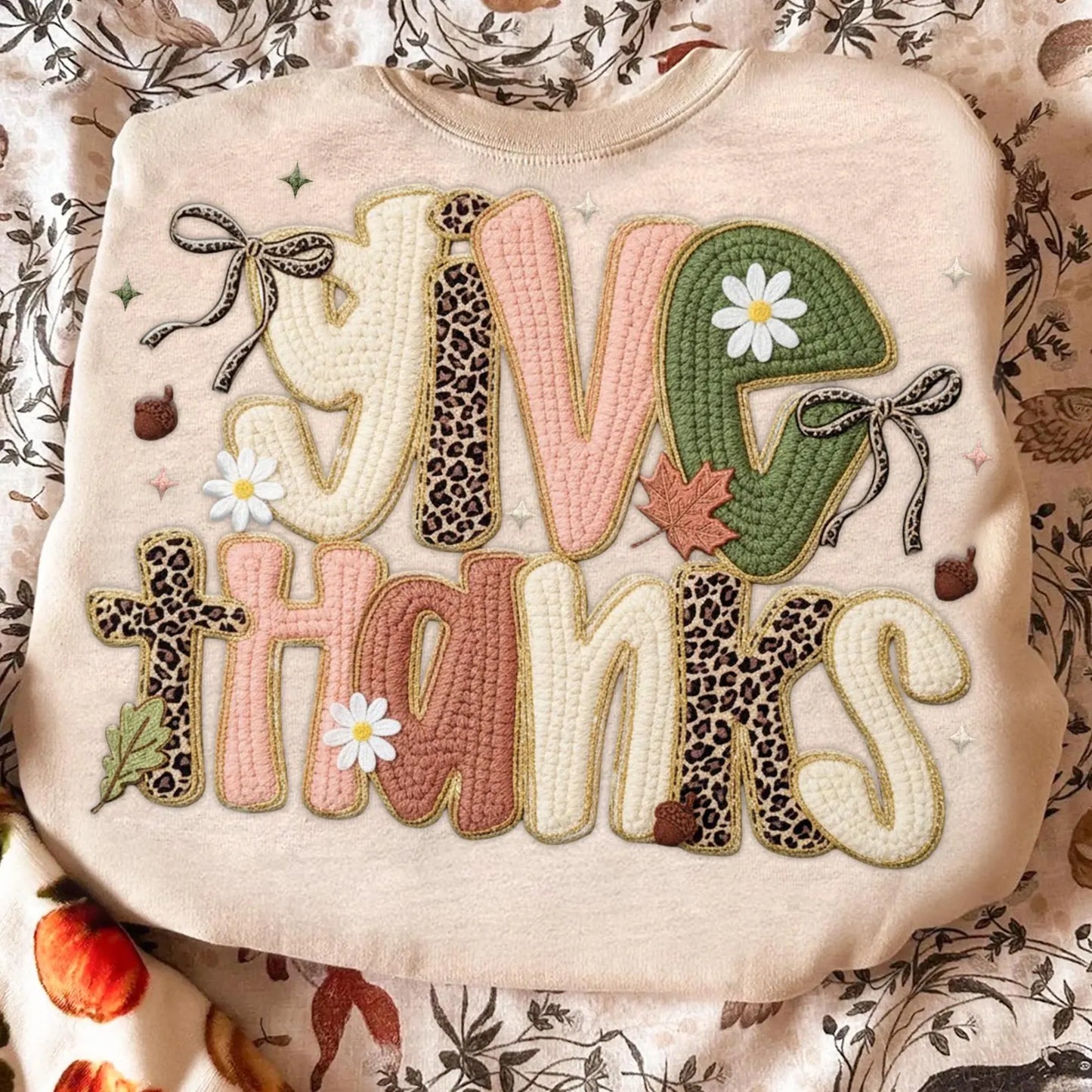 Give Thanks Faux Knit