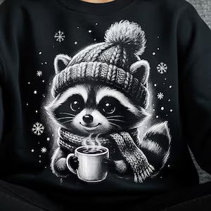 Halftone Christmas Raccoon