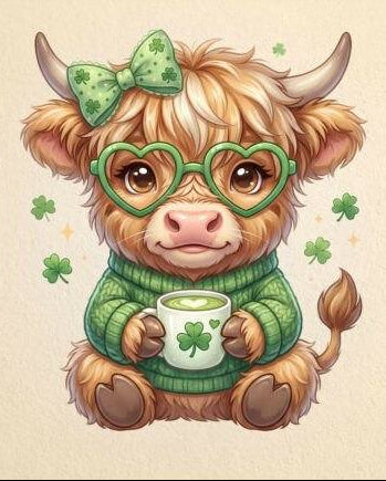 Shamrock Cow w/ Glasses