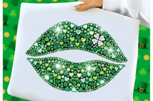 Faux Sequin Green Lips