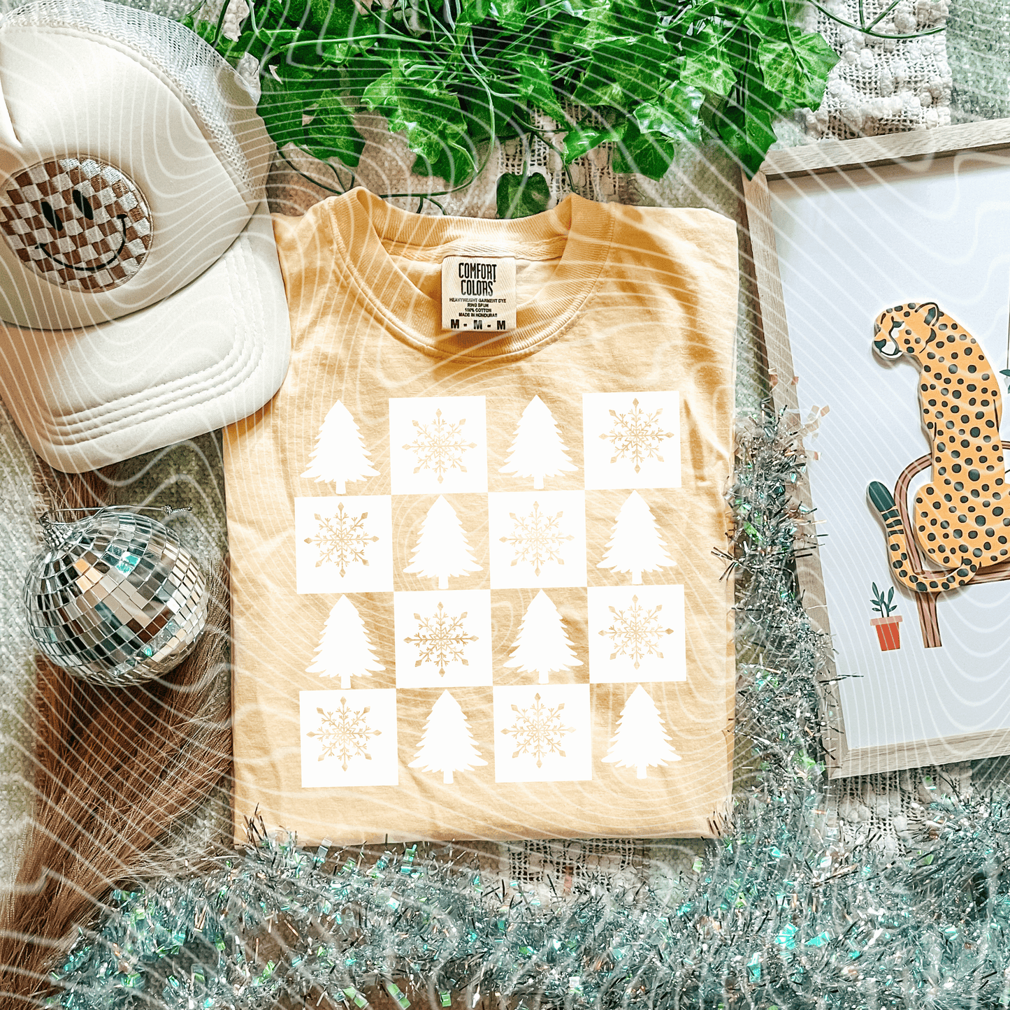 Snowflake & Tree Checkered (White)
