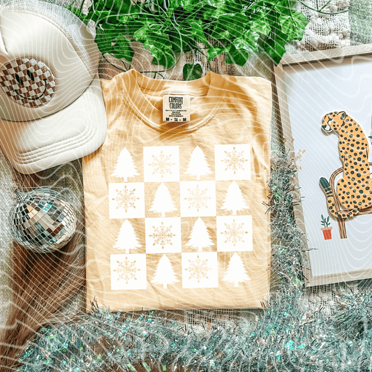Snowflake & Tree Checkered (White)