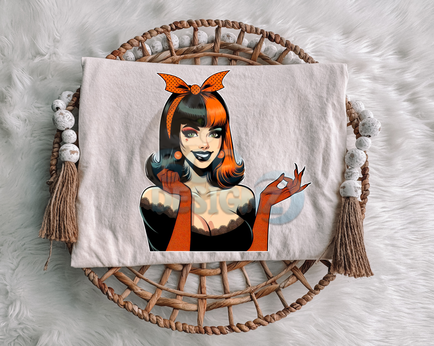 Orange and Black Pin Up Girl