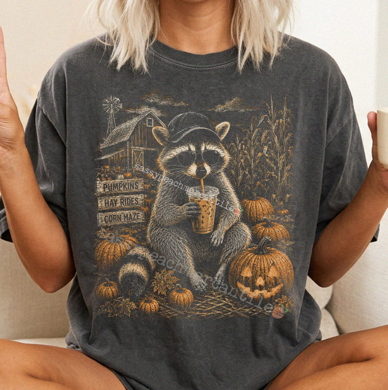 Fall Raccoon (Half-tone)