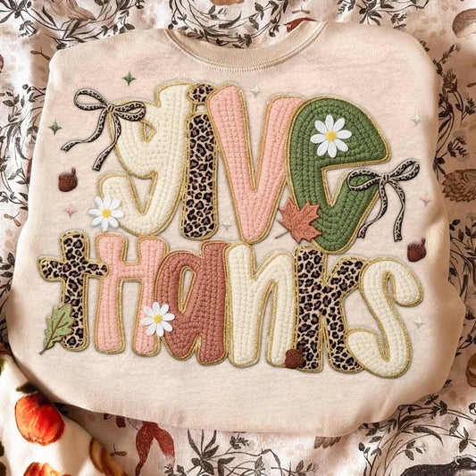 Give Thanks Faux Knit
