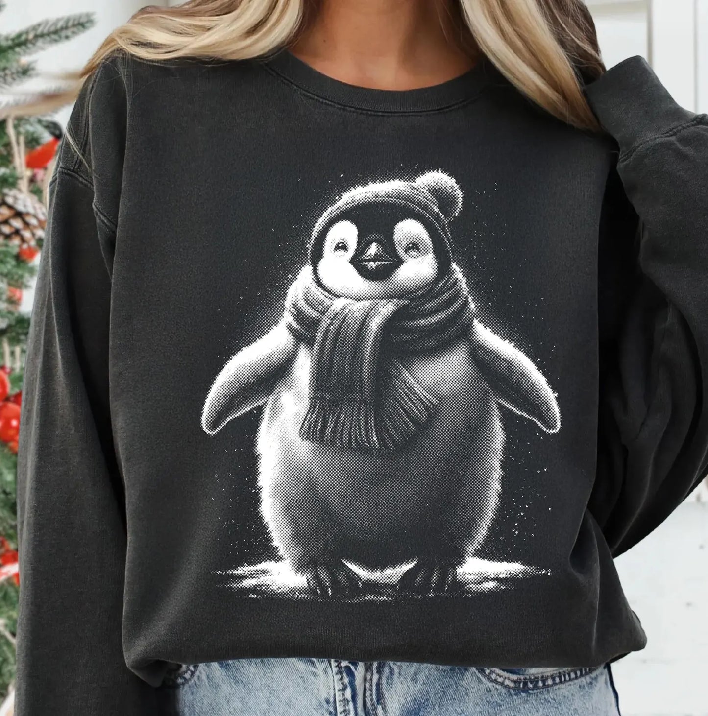 Halftone Christmas Penguin