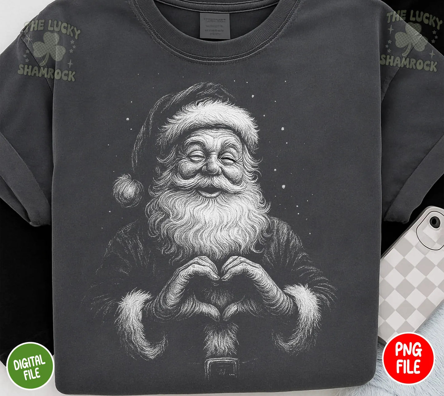 Santa Hand Heart Halftone
