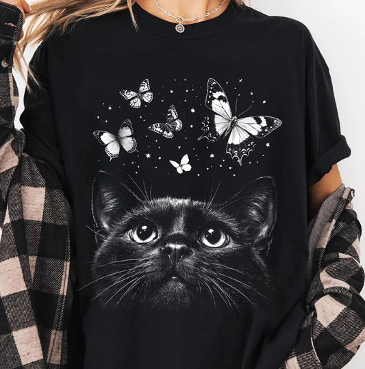 Halftone Cat & Butterfly