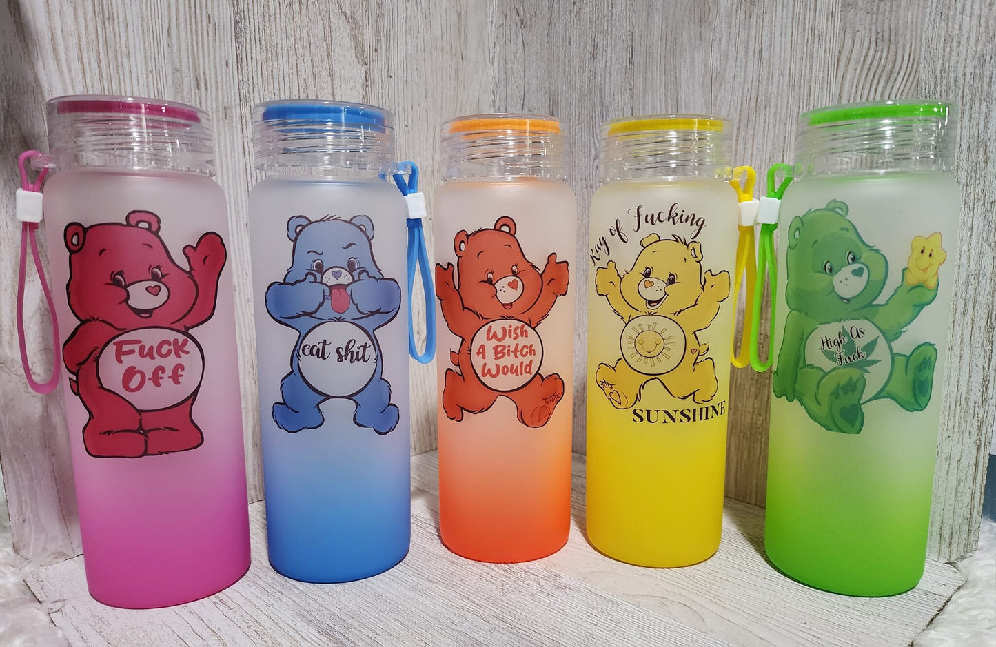 Swearing Bear Glass Ombre Tumbler