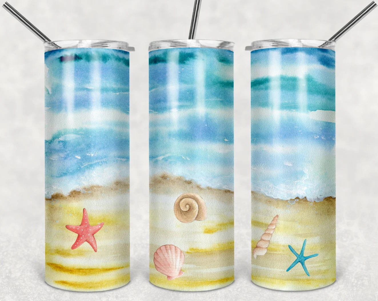 Beach Watercolor Sublimation Tumbler