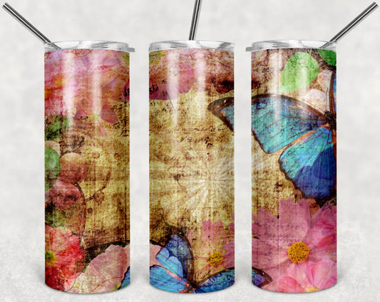 Vintage Butterfly Sublimation Tumbler