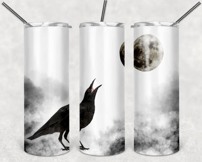 Crow, Halloween, Moon, Stainless Steel, Tumbler, Drinkware