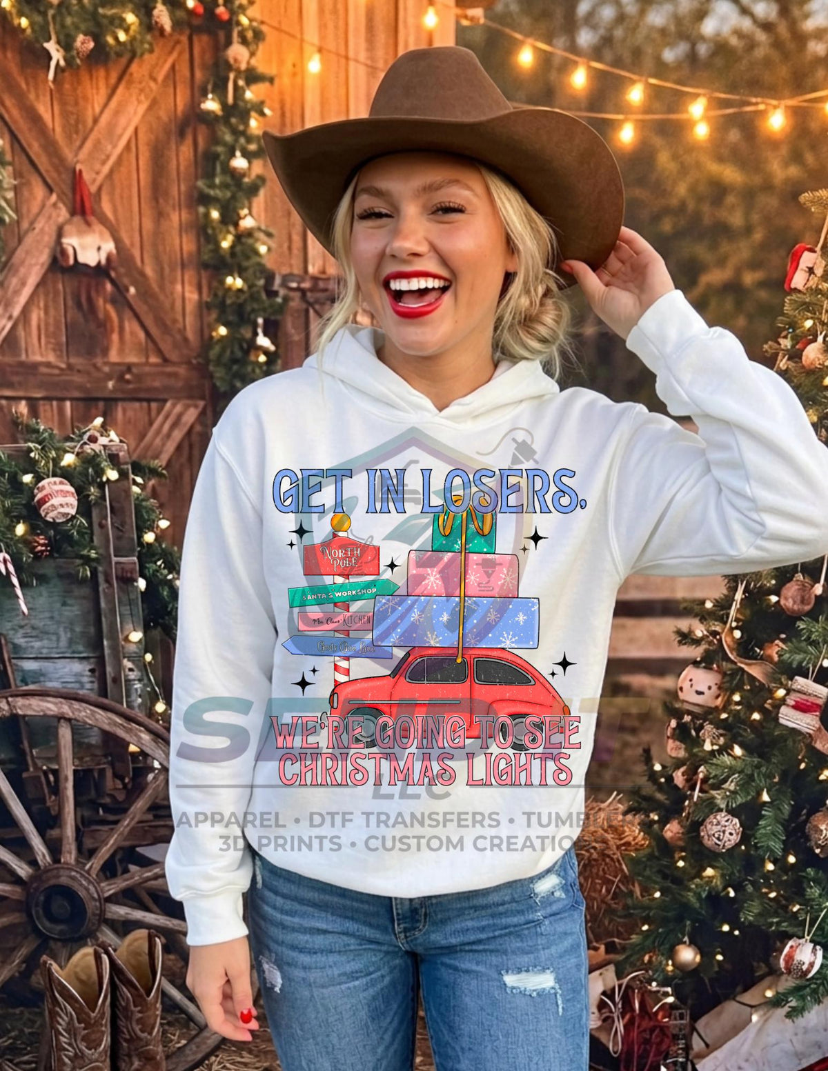 Get In Losers, Christmas Lights, Christmas, DTF Transfer