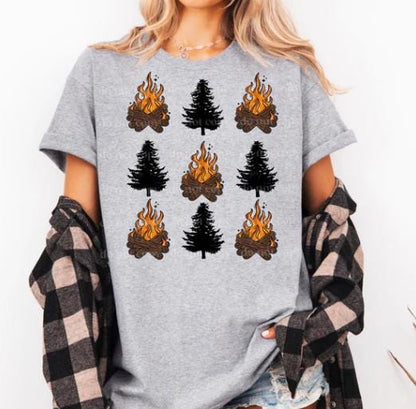 Campfire Grid DTF Transfer