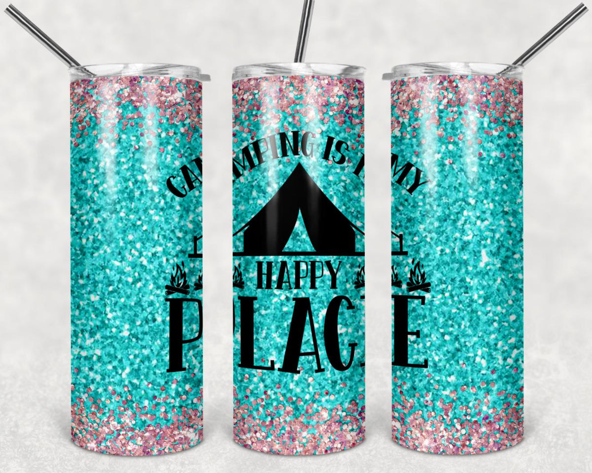 Camping, Happy Place, Stainless Steel, Tumbler, Drinkware