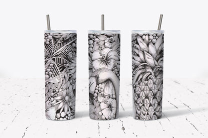 Black, White, Flamingo, Stainless Steel, Tumbler, Drinkware