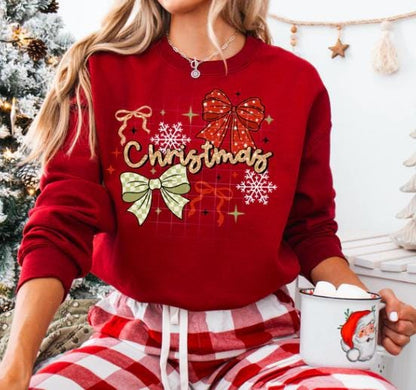 Christmas, Bow, Snowflake, DTF Transfer