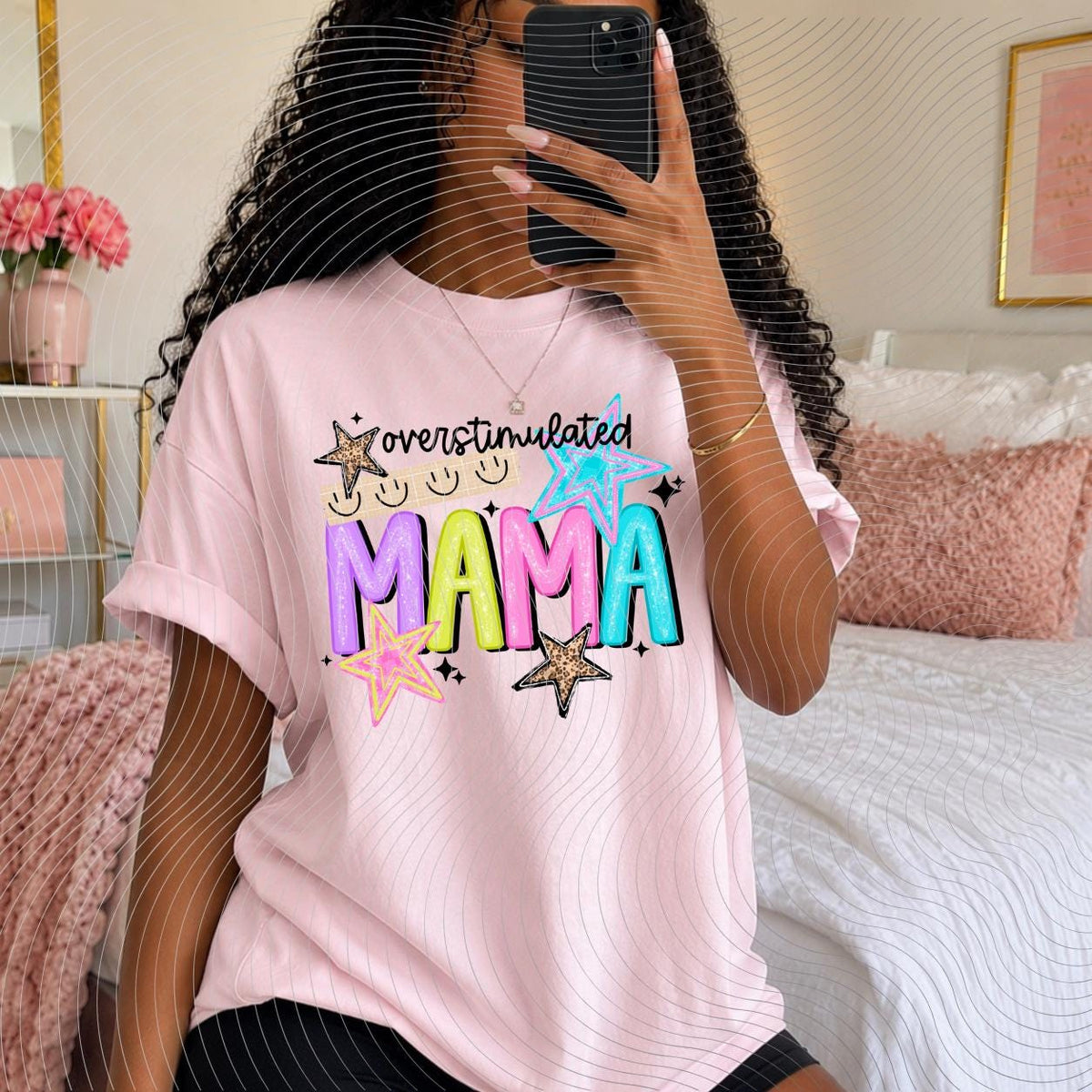 Overstimulated, Mama, DTF Transfer