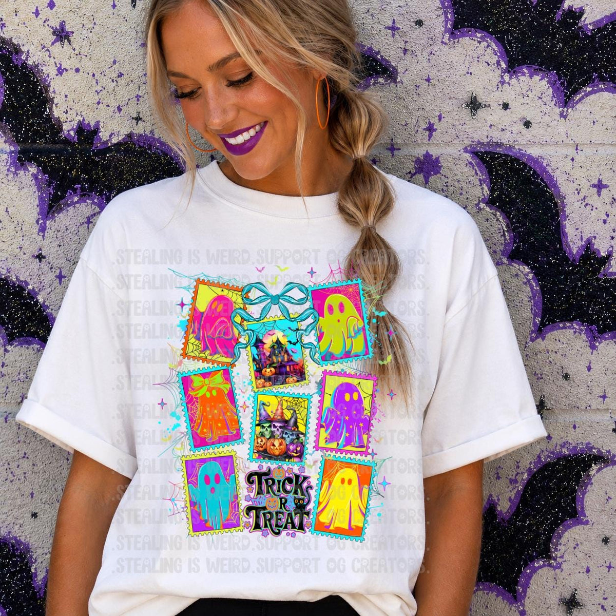 Neon, Ghost, Stamps, Halloween, DTF Transfer