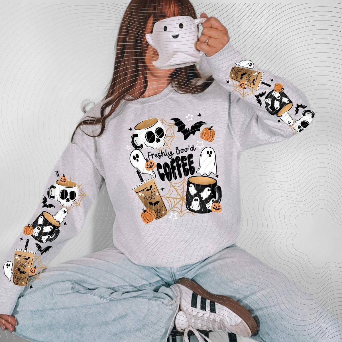 Freshly, Boo'd, Coffee, Halloween, Sleeves, DTF Transfer