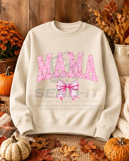 Mama, Hearts, Bow, DTF Transfer