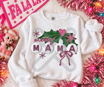 Merry, Mama, Christmas, DTF Transfer