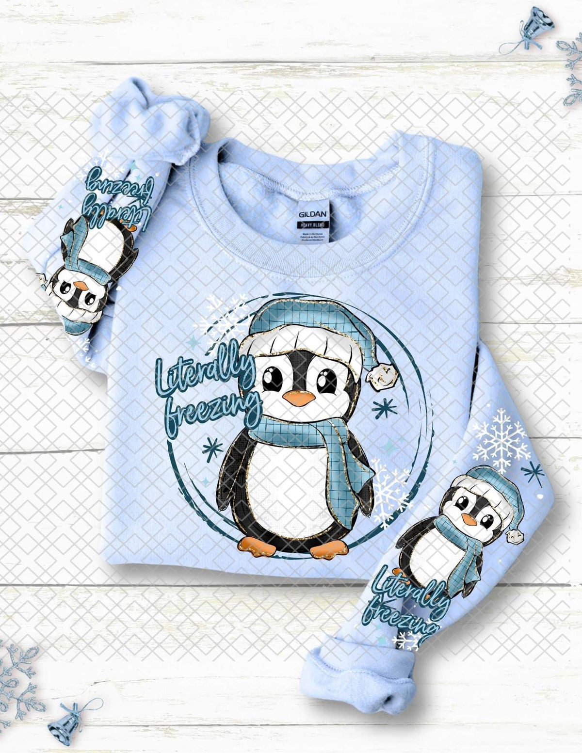 Literally Freezing, Christmas Penguin, DTF Transfer