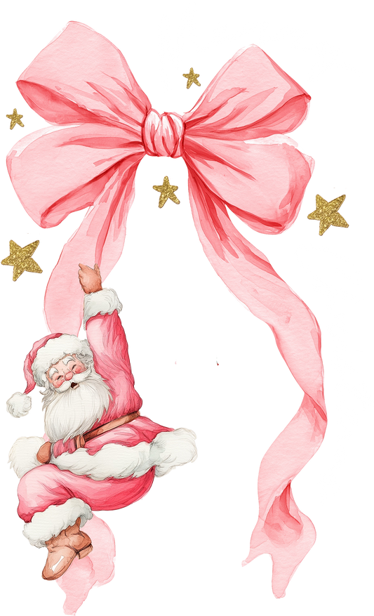 Merry Christmas Pink Santa Bow