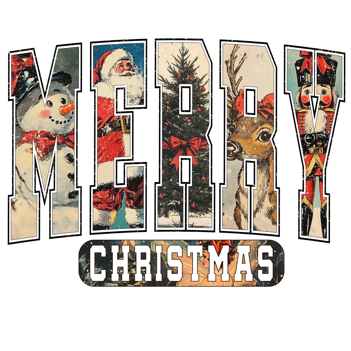 Merry Christmas Vintage Black